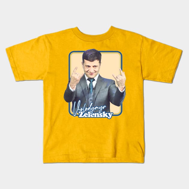 Zelensky Ukraine / Retro Fan Art Design Kids T-Shirt by DankFutura